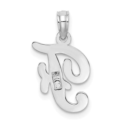 14KW White Gold Script Letter F Initial Pendant