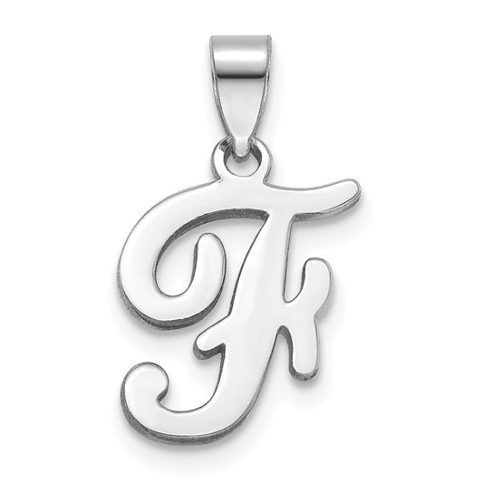 14KW White Gold Script Letter F Initial Pendant