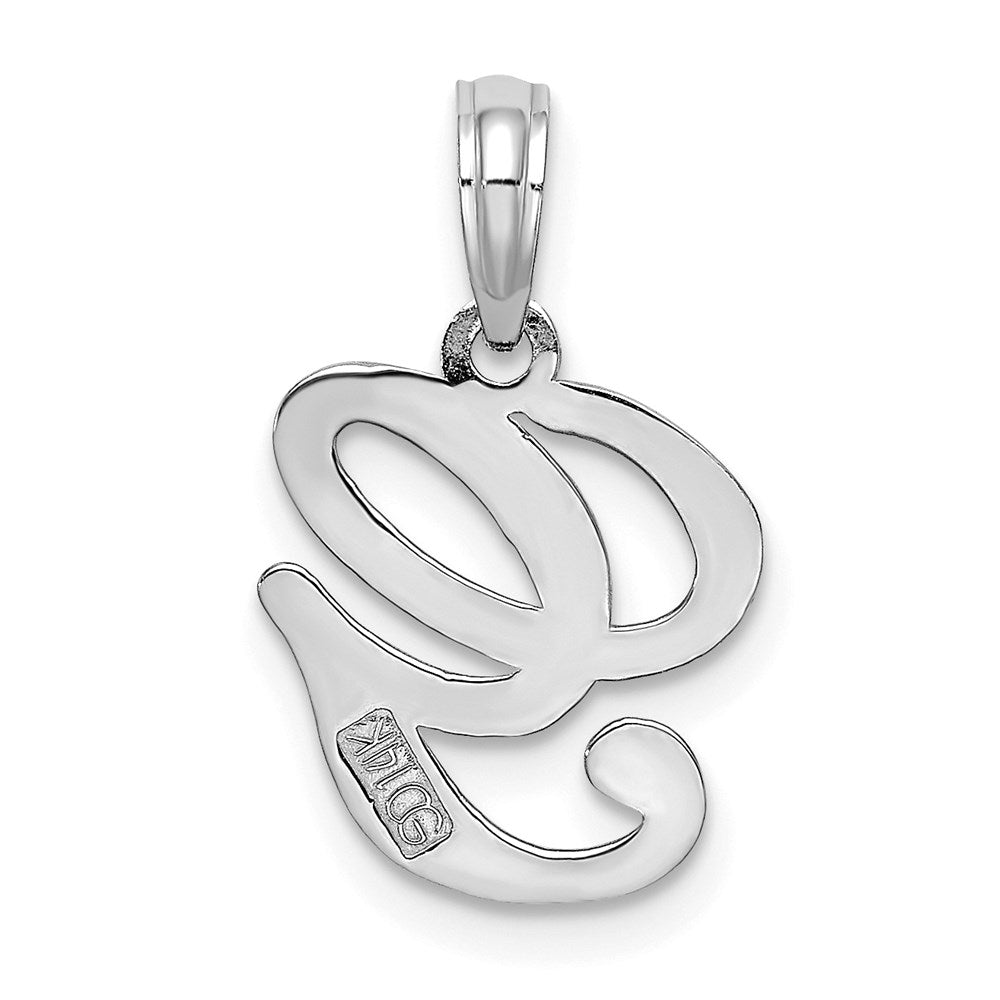 14KW White Gold Script Letter G Initial Pendant