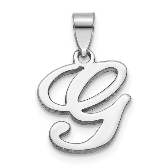 14KW White Gold Script Letter G Initial Pendant