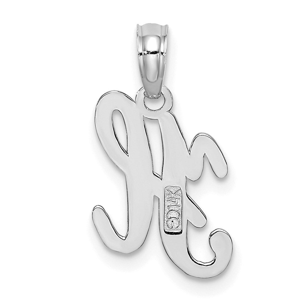 14KW White Gold Script Letter H Initial Pendant