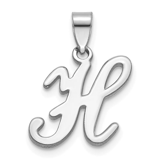14KW White Gold Script Letter H Initial Pendant