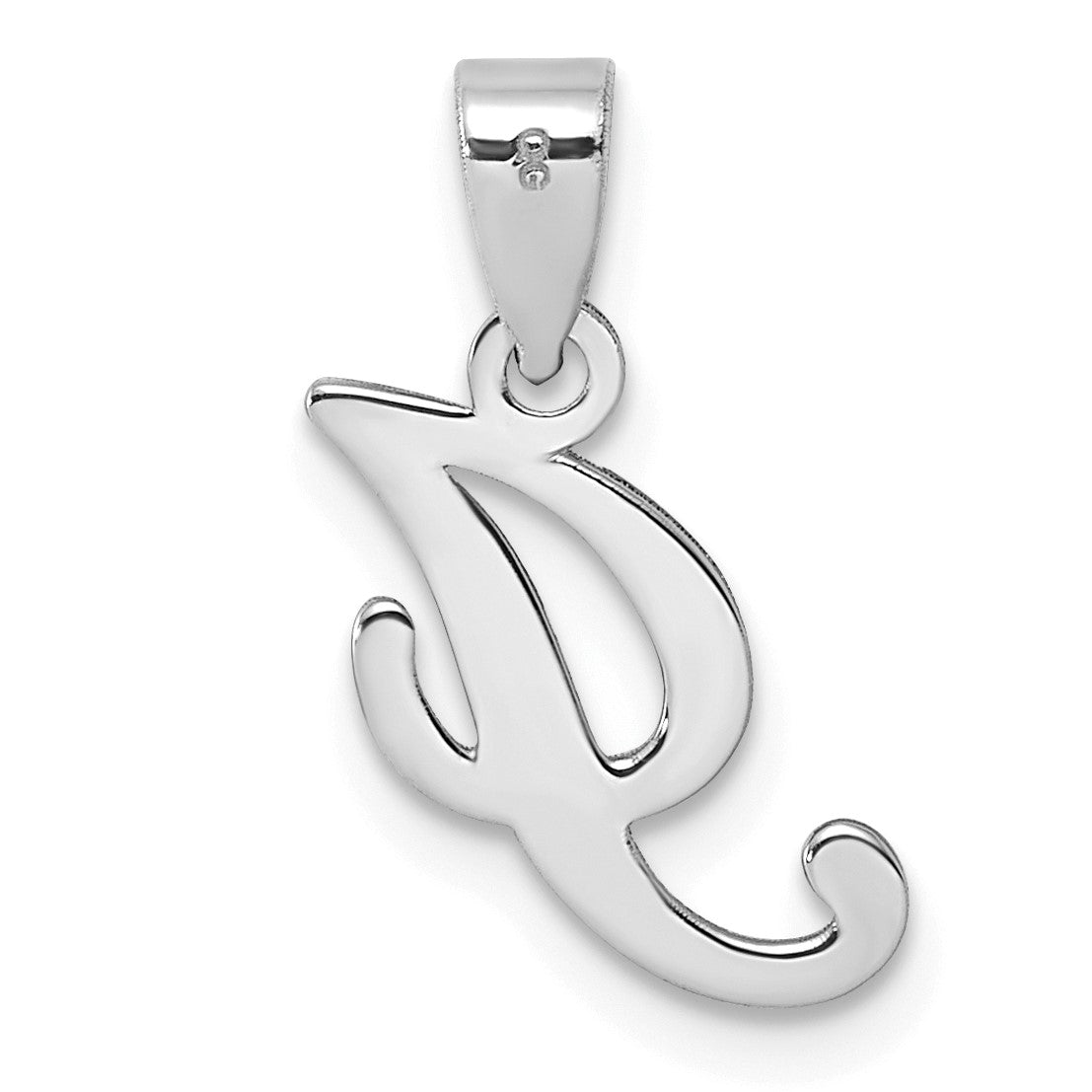 14KW White Gold Script Letter I Initial Pendant