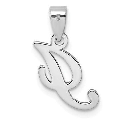 14KW White Gold Script Letter I Initial Pendant