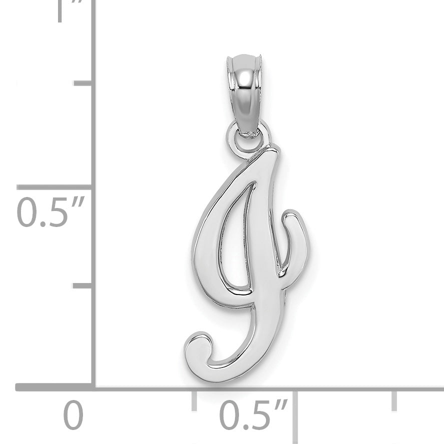 14KW White Gold Script Letter I Initial Pendant