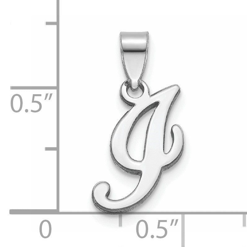 14KW White Gold Script Letter I Initial Pendant