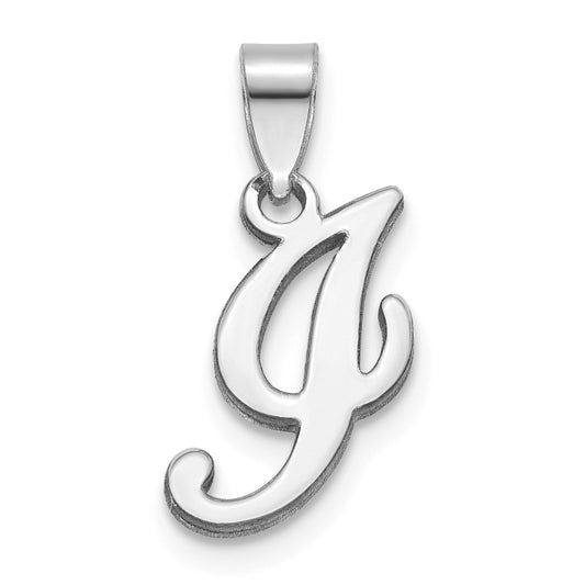 14KW White Gold Script Letter I Initial Pendant