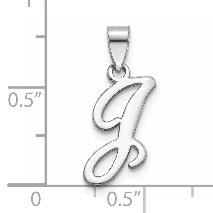 14KW White Gold Script Letter J Initial Pendant