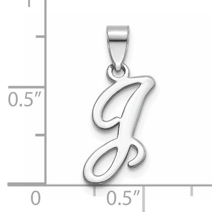 14KW White Gold Script Letter J Initial Pendant