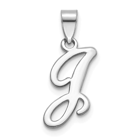 14KW White Gold Script Letter J Initial Pendant