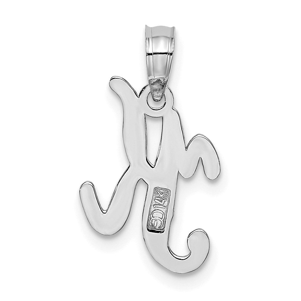 14KW White Gold Script Letter K Initial Pendant