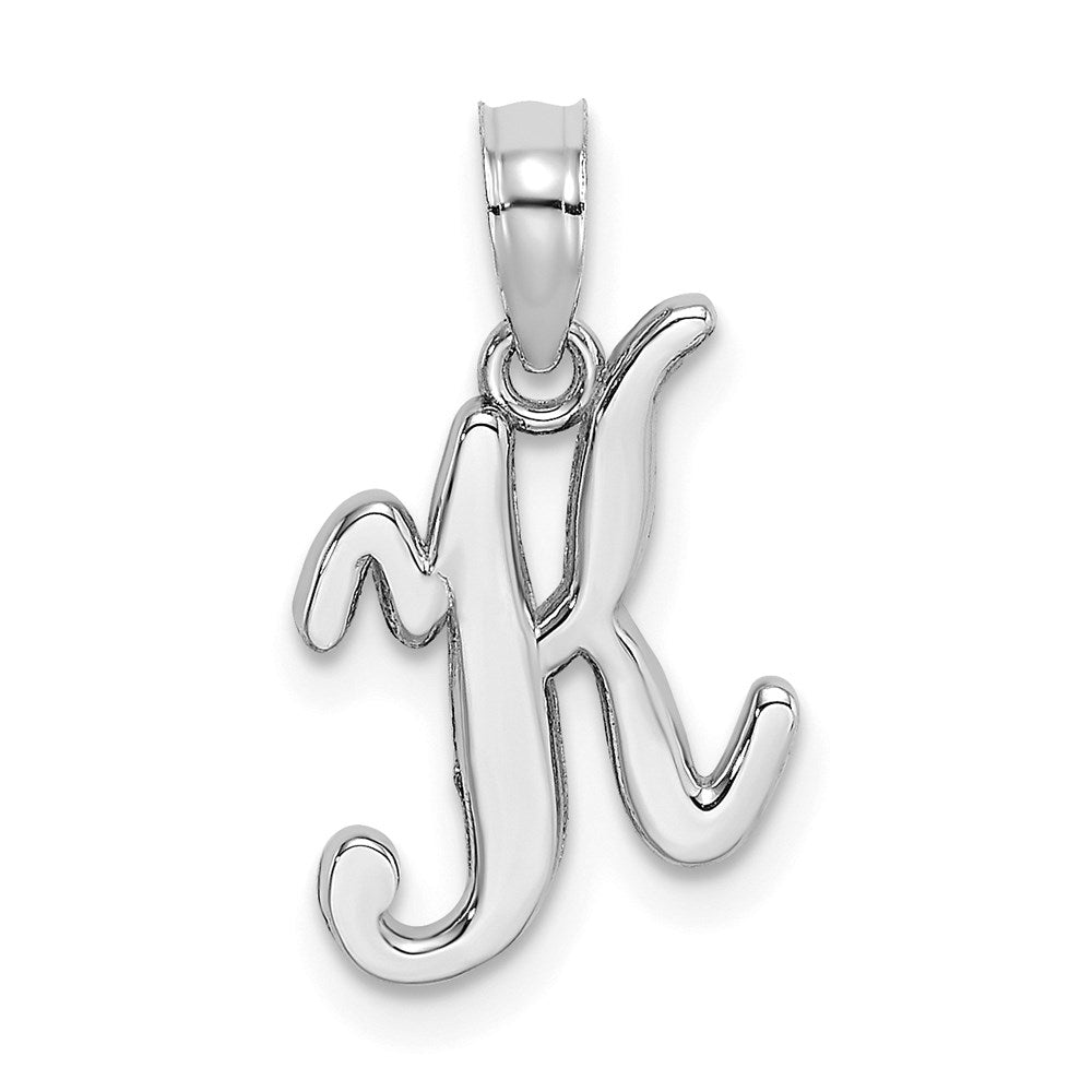 14KW White Gold Script Letter K Initial Pendant