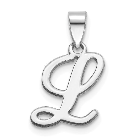 14KW White Gold Script Letter L Initial Pendant