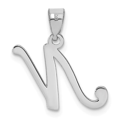 14KW White Gold Script Letter N Initial Pendant