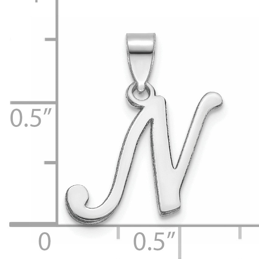 14KW White Gold Script Letter N Initial Pendant
