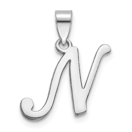 14KW White Gold Script Letter N Initial Pendant