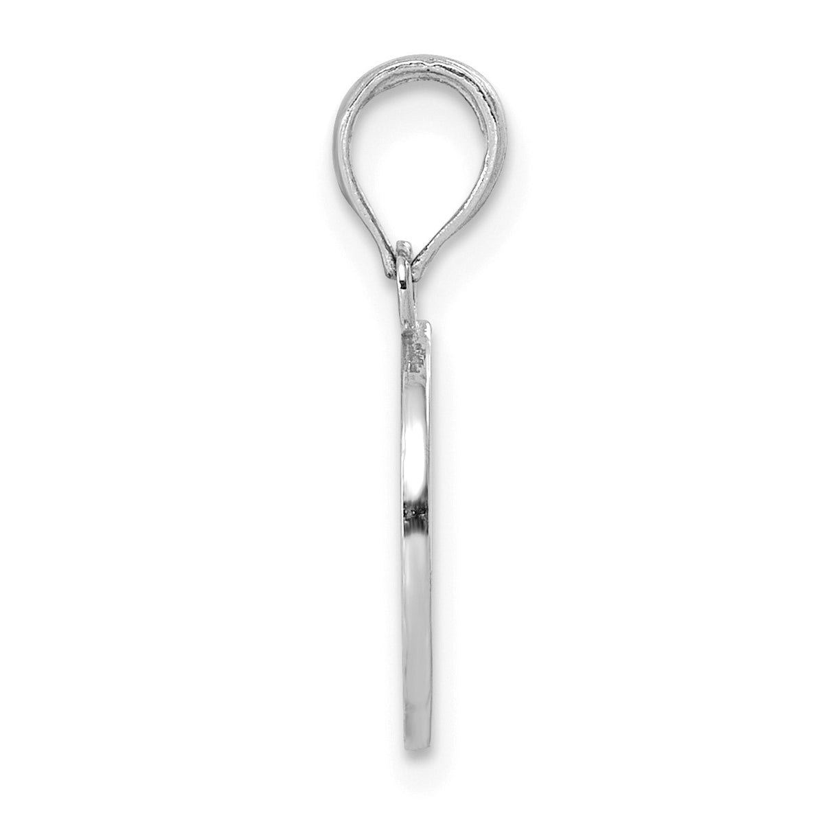 14KW White Gold Script Letter O Initial Pendant