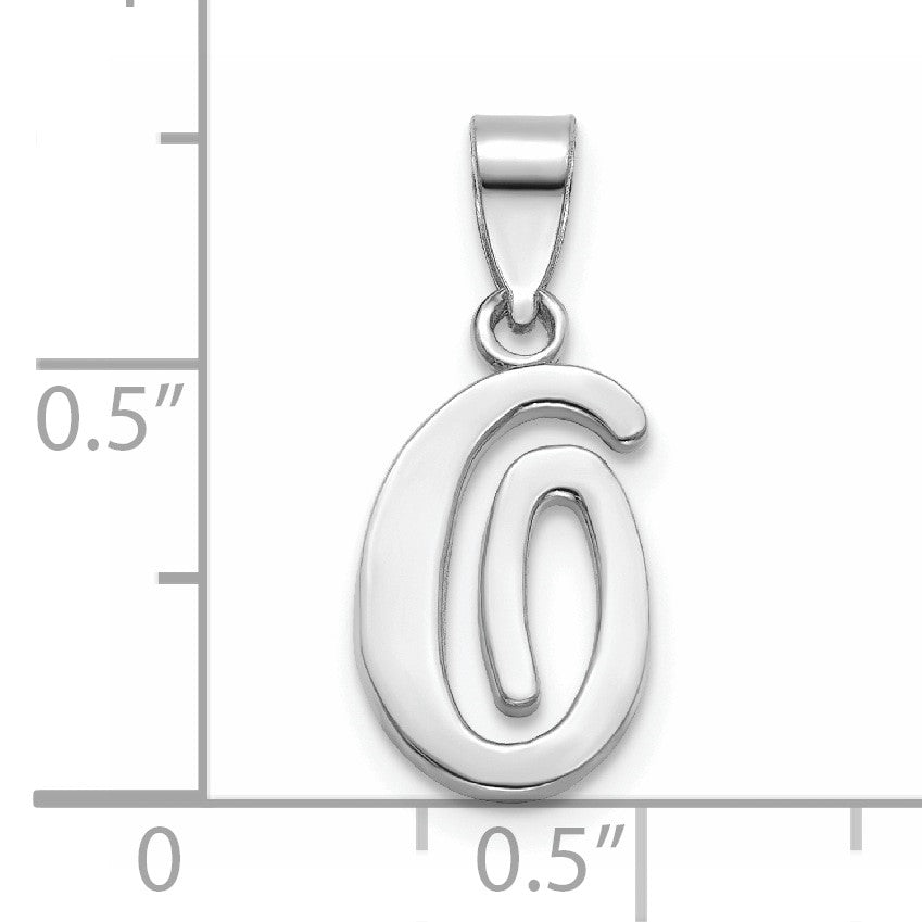 14KW White Gold Script Letter O Initial Pendant