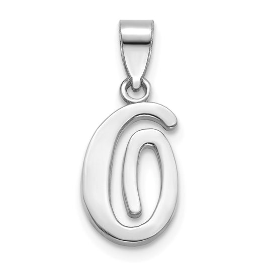 14KW White Gold Script Letter O Initial Pendant