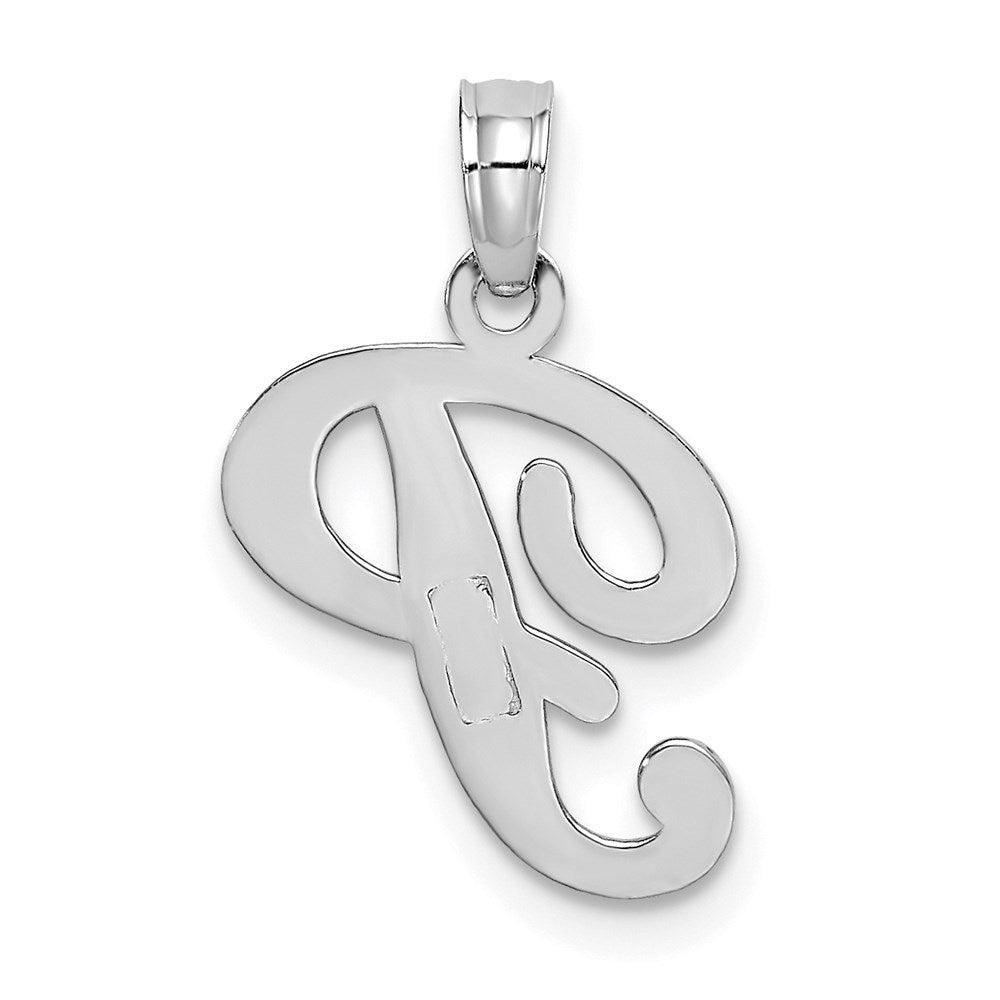 14KW White Gold Script Letter P Initial Pendant