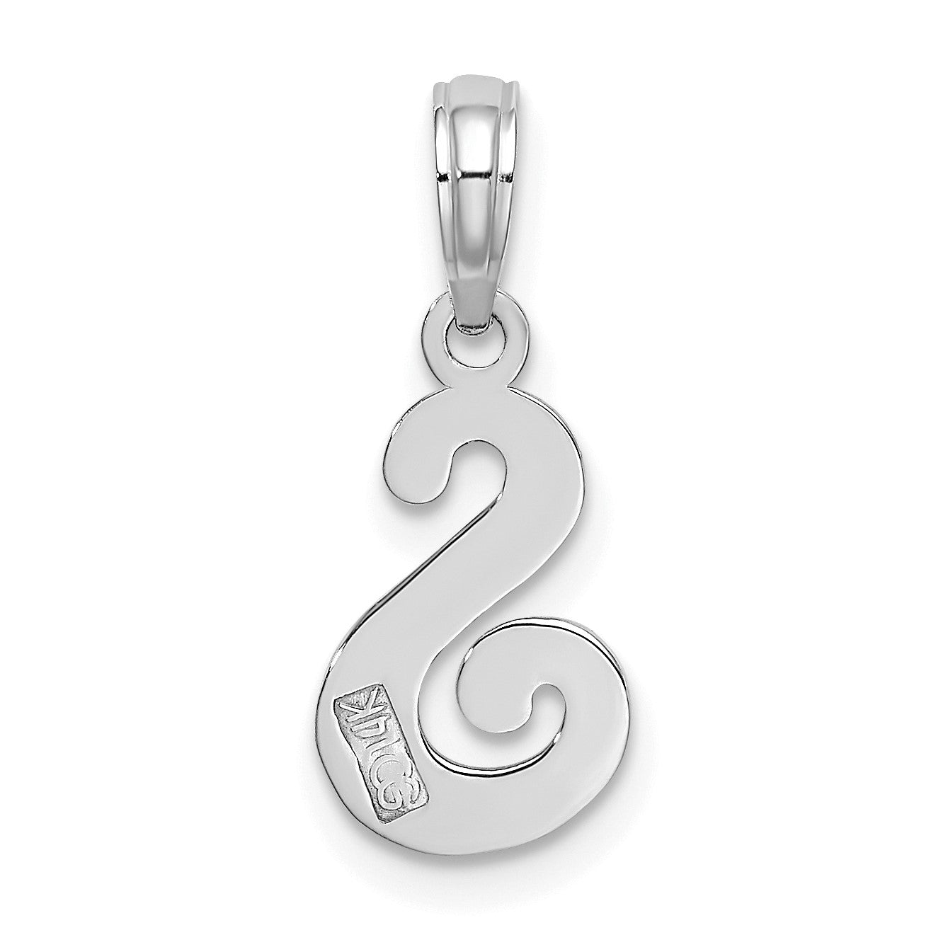 14KW White Gold Script Letter S Initial Pendant