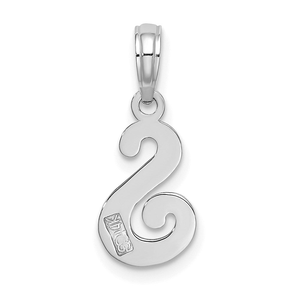 14KW White Gold Script Letter S Initial Pendant