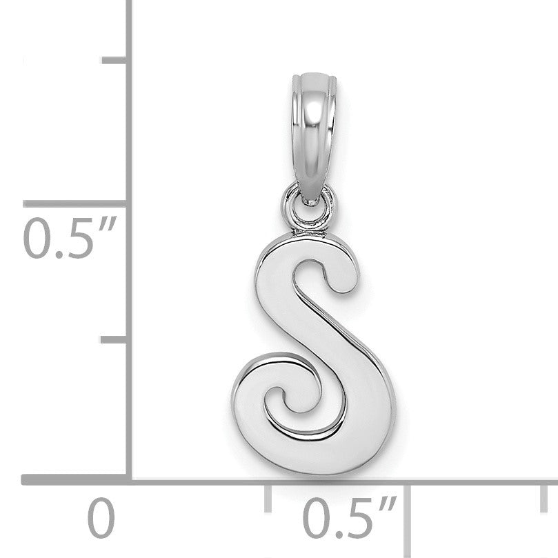 14KW White Gold Script Letter S Initial Pendant