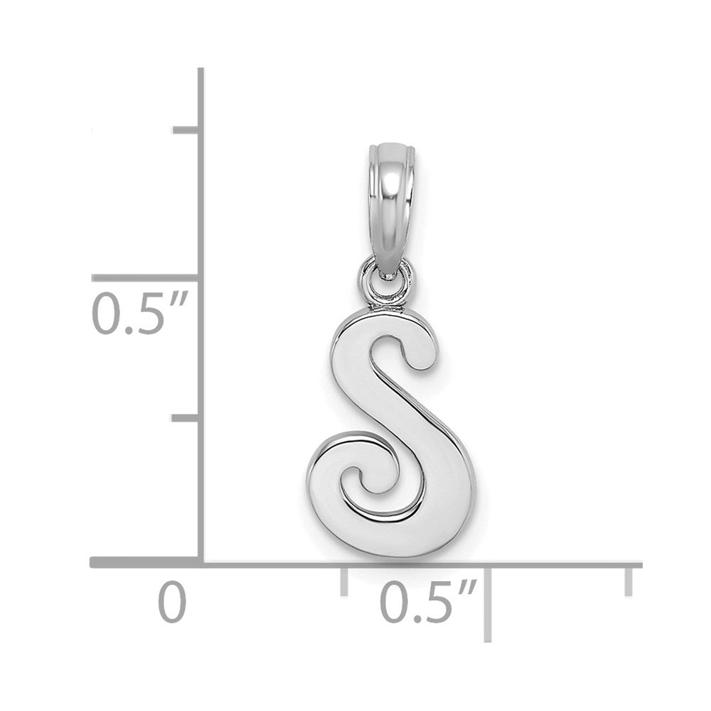 14KW White Gold Script Letter S Initial Pendant