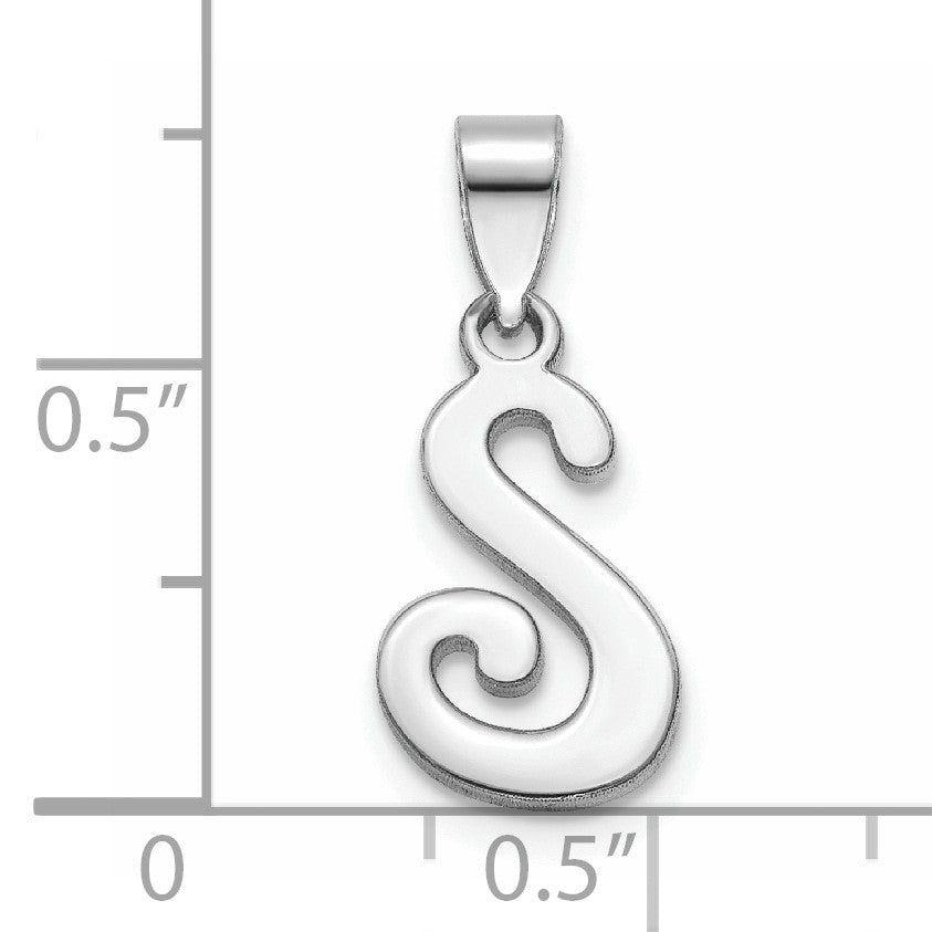 14KW White Gold Script Letter S Initial Pendant