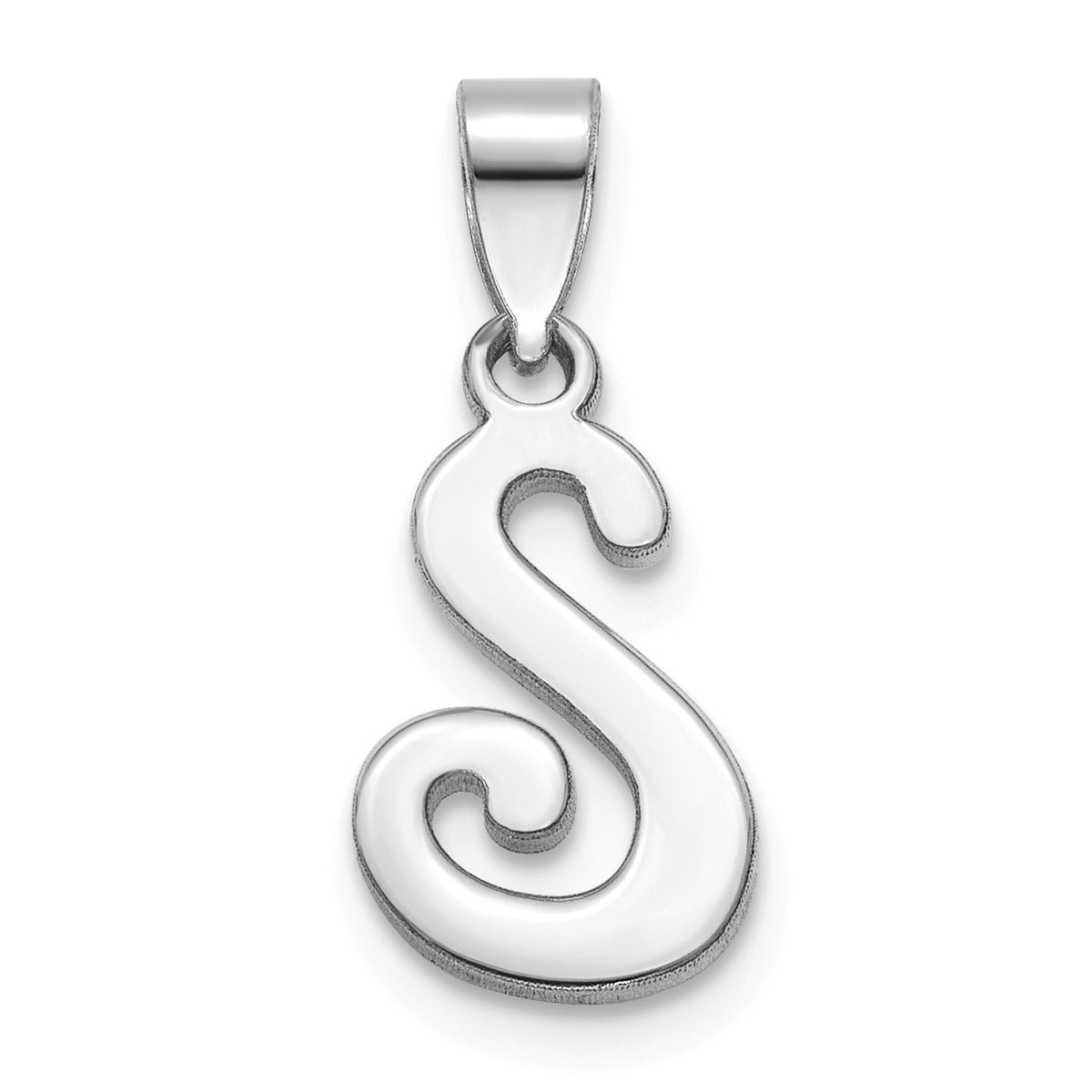 14KW White Gold Script Letter S Initial Pendant