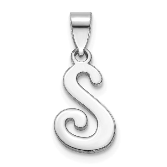 14KW White Gold Script Letter S Initial Pendant