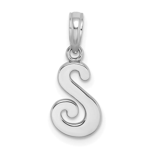 14KW White Gold Script Letter S Initial Pendant