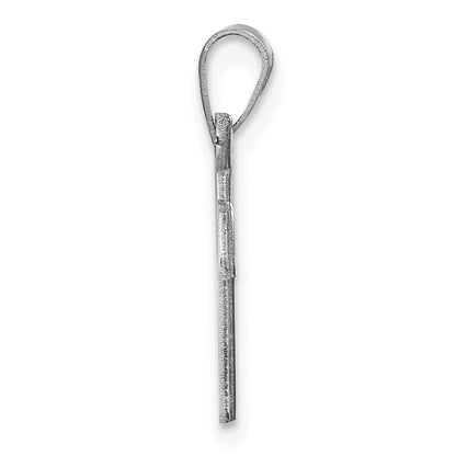 14KW White Gold Script Letter V Initial Pendant