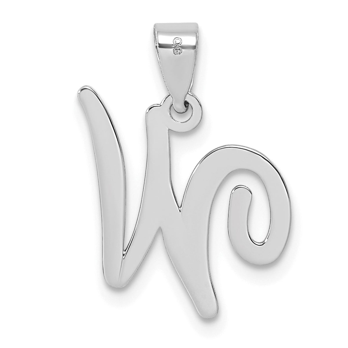 14KW White Gold Script Letter W Initial Pendant