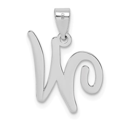 14KW White Gold Script Letter W Initial Pendant