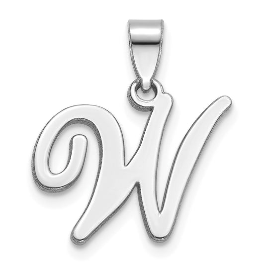 14KW White Gold Script Letter W Initial Pendant