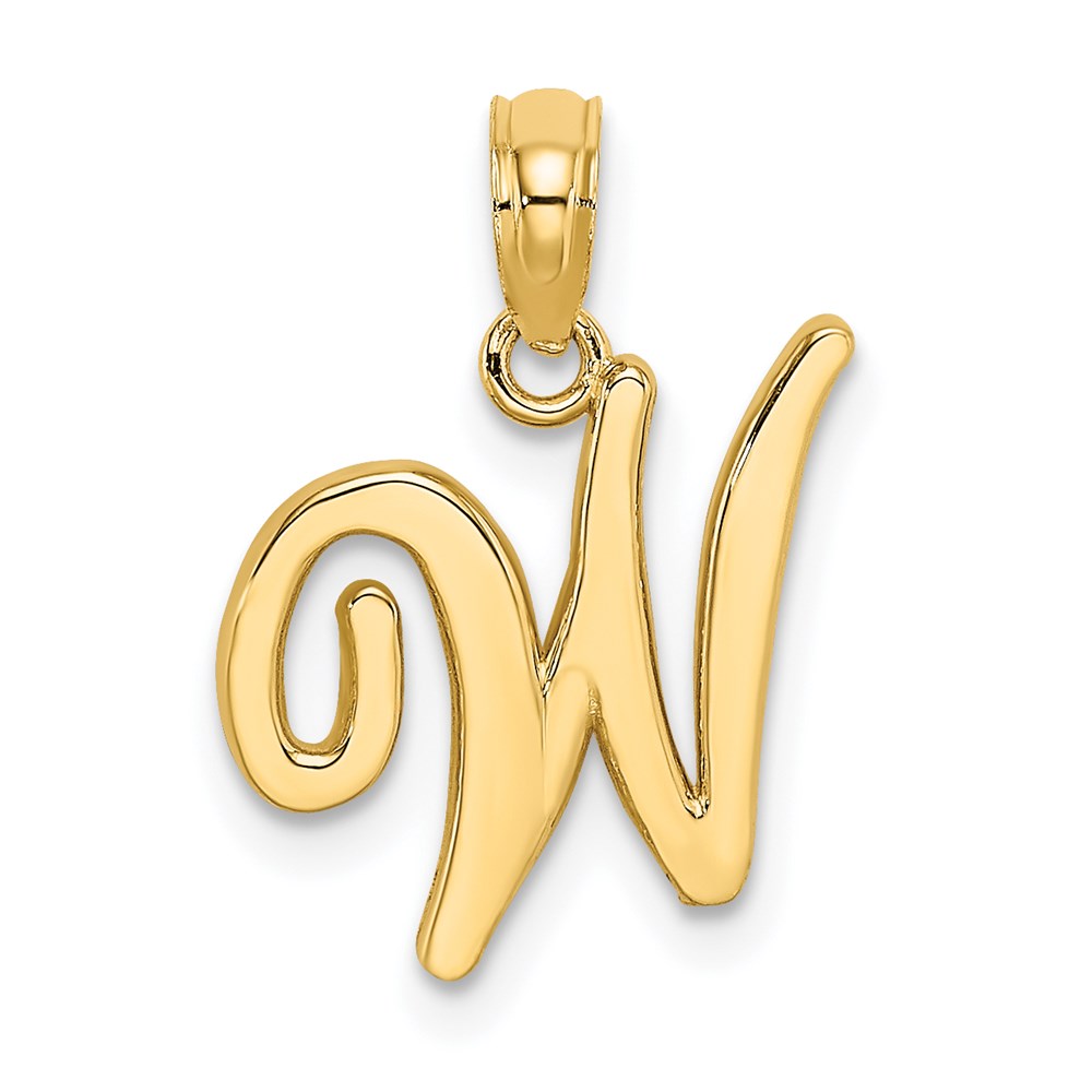 14KY Script Letter W Initial Pendant