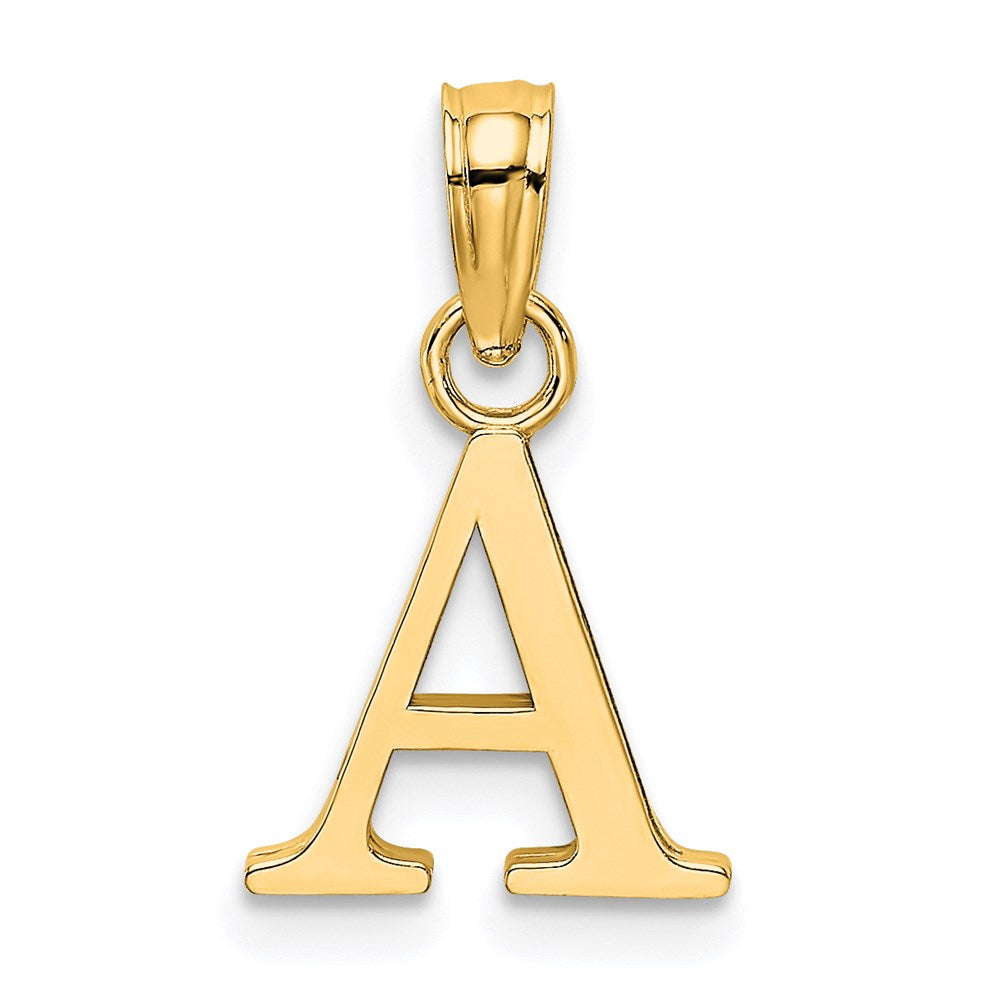 14KY Polished Block Letter A Initial Pendant