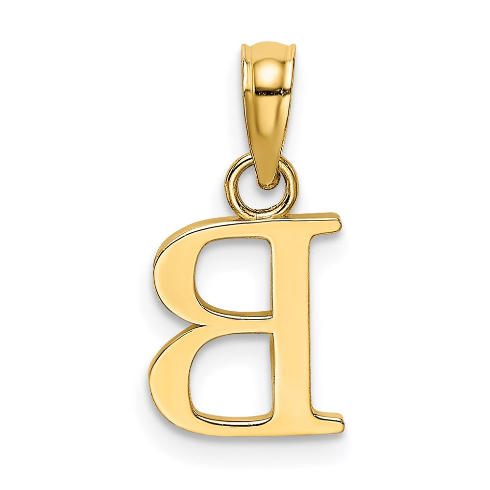 14KY Polished Block Letter B Initial Pendant