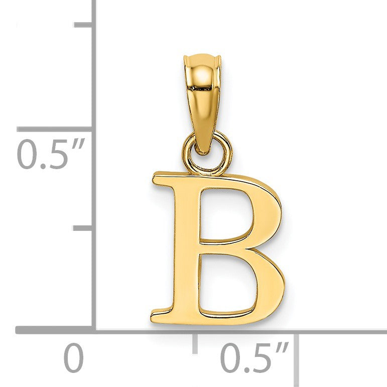 14KY Polished Block Letter B Initial Pendant