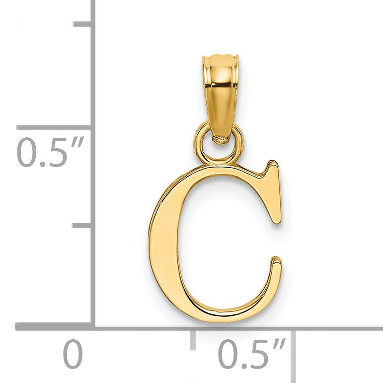 14KY Polished Block Letter C Initial Pendant