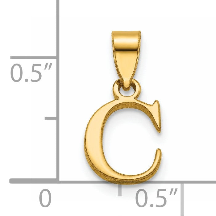 14KY Polished Block Letter C Initial Pendant