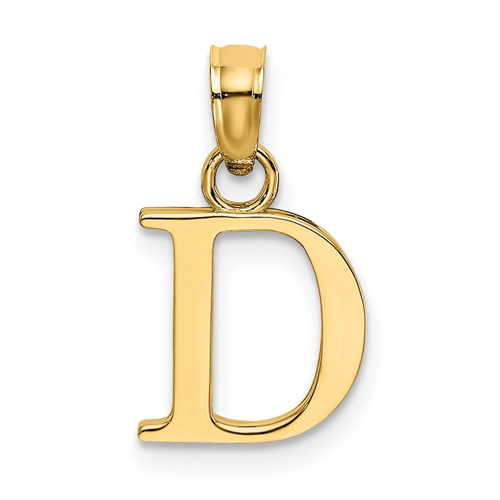 14KY Polished Block Letter D Initial Pendant