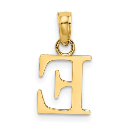14K Polished Block Letter E Initial Pendant