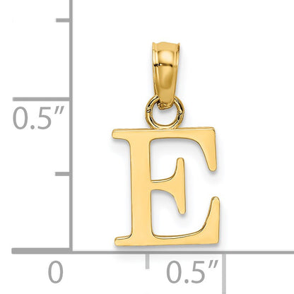 14K Polished Block Letter E Initial Pendant