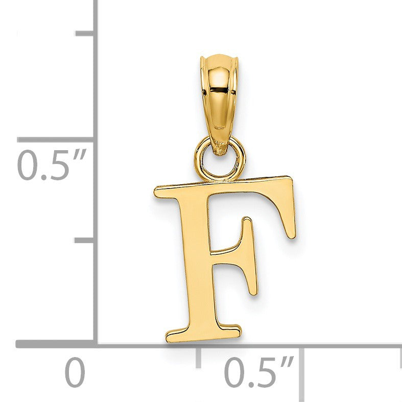 14K Polished Block Letter F Initial Pendant