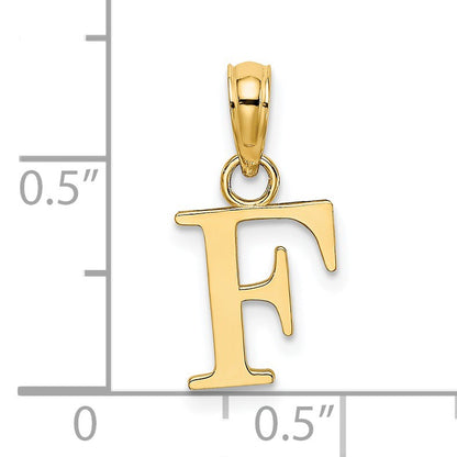 14K Polished Block Letter F Initial Pendant