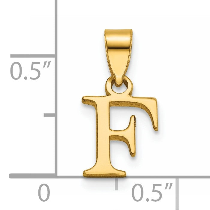 14K Polished Block Letter F Initial Pendant