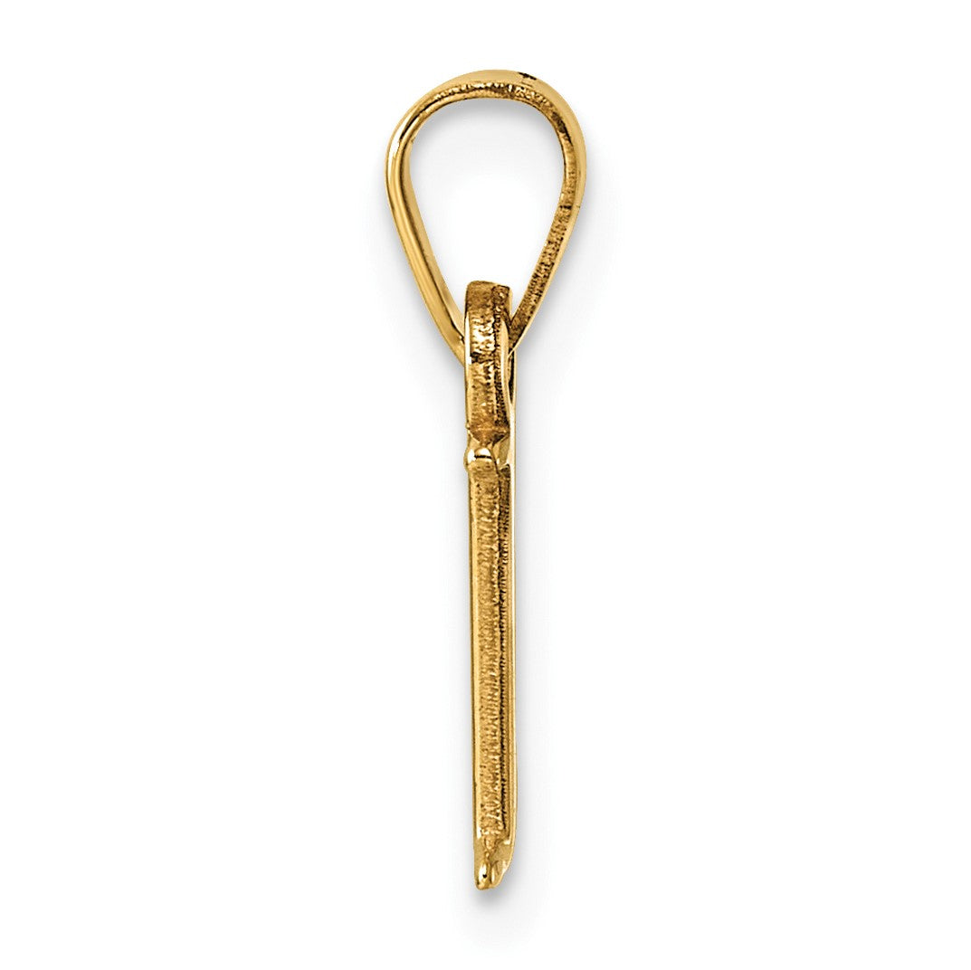 14K Polished Block Letter I Initial Pendant