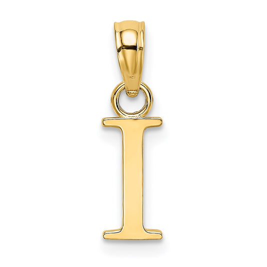 14K Polished Block Letter I Initial Pendant